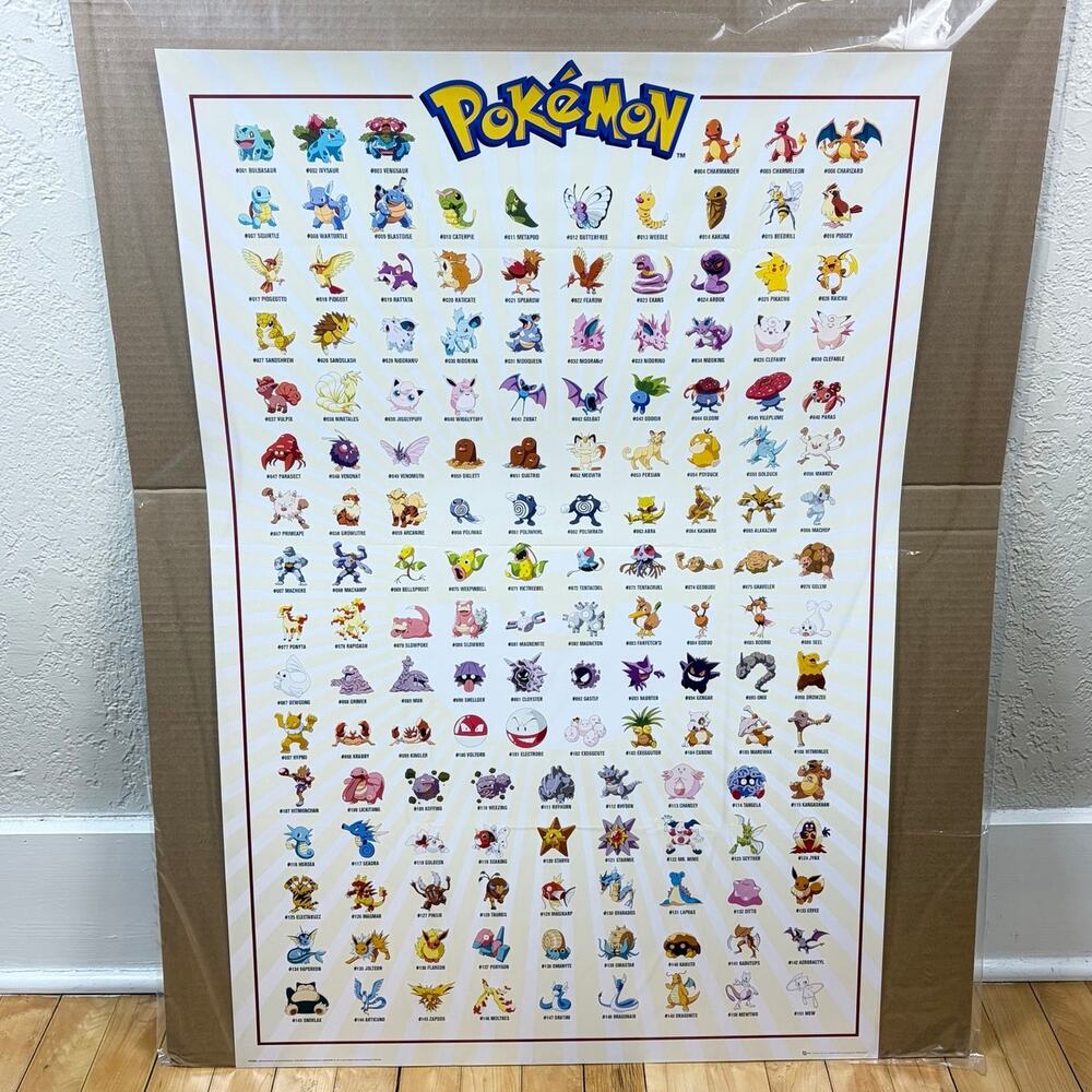 Pokemon Kanto 151 Gaming Poster 24" x 36"
